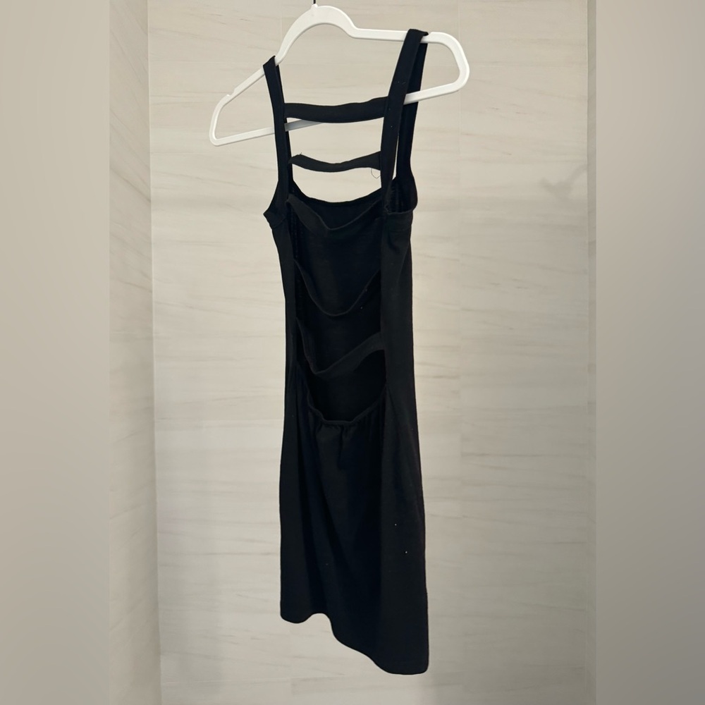 Black cutout mini dress, small